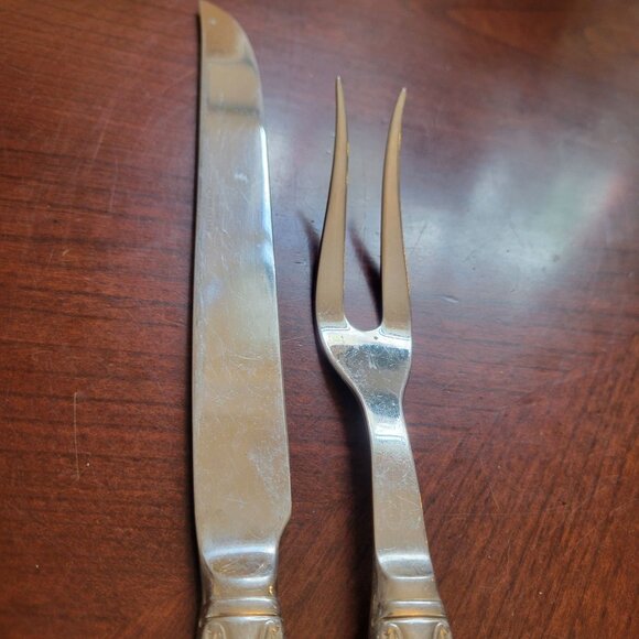 Reed & Barton Rennesaince Stainless Steel Carving Knife & Fork Set Vintage Ornat - Picture 3 of 5